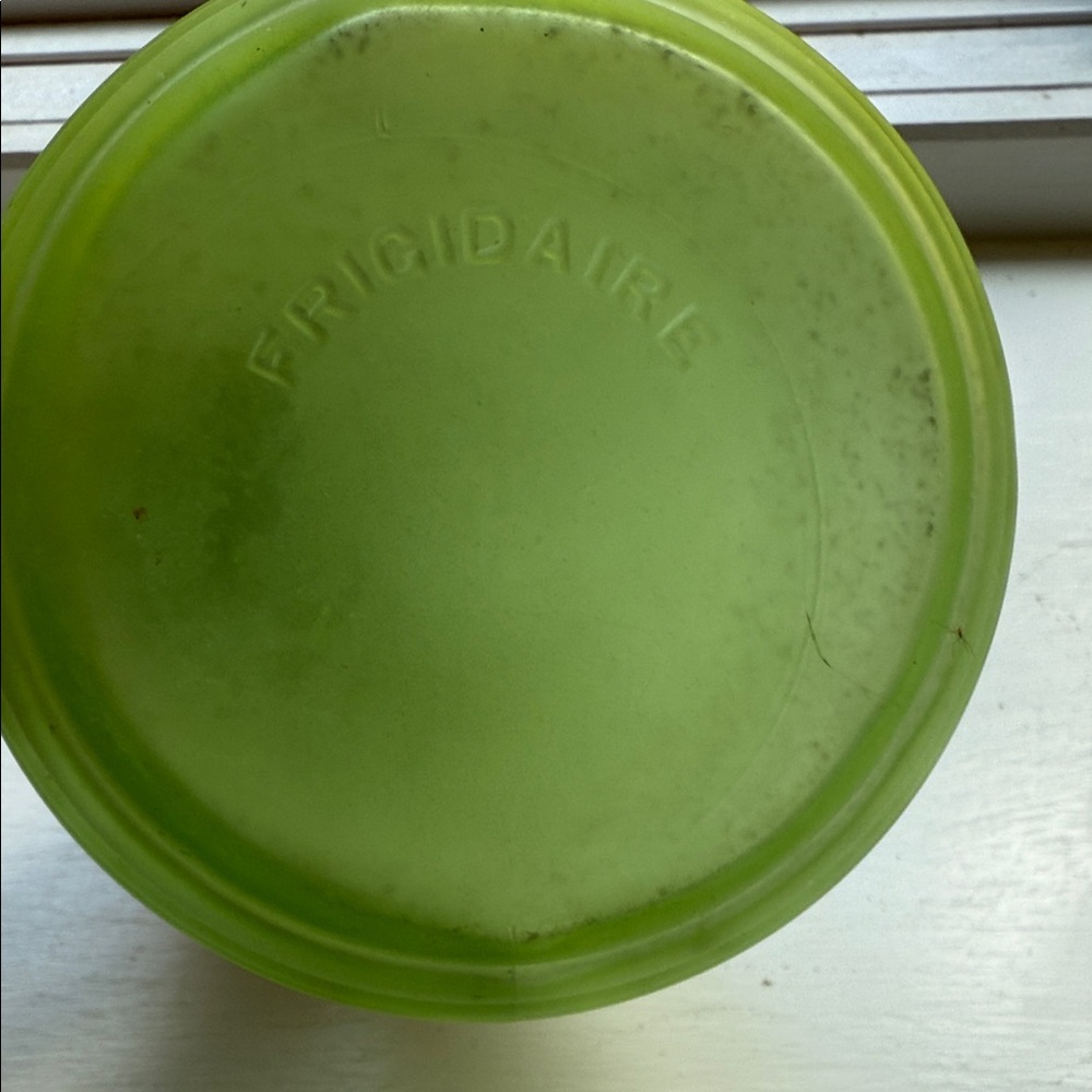 Vintage Uranium Glass Carafe Vase Frigidaire Green Satin Ribbed 1930s Bottle 9" - Picture 7 of 9